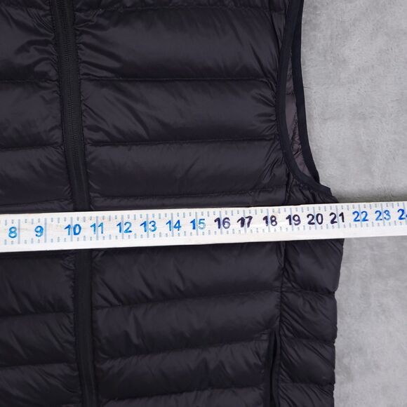 Eddie Bauer Puffer Vest Mens M Full Zip Black 80% Down Lightweight Outdoors Logo - Picture 4 of 12